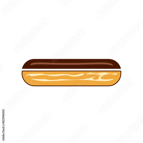 Classic éclair with chocolate icing in minimalist design for dessert lovers