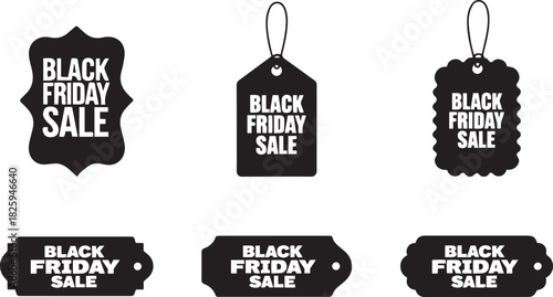 Black friday sale tags and labels set vector design