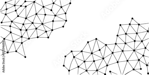 Abstract Network of Connected Dots and Lines on White Background