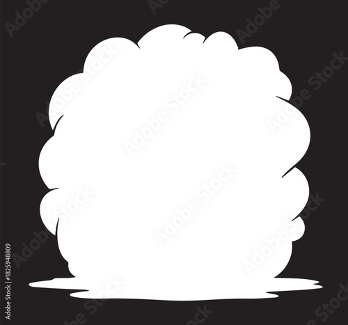 Abstract comic book style smoke puff or cloud burst, isolated vector graphic element on a black background