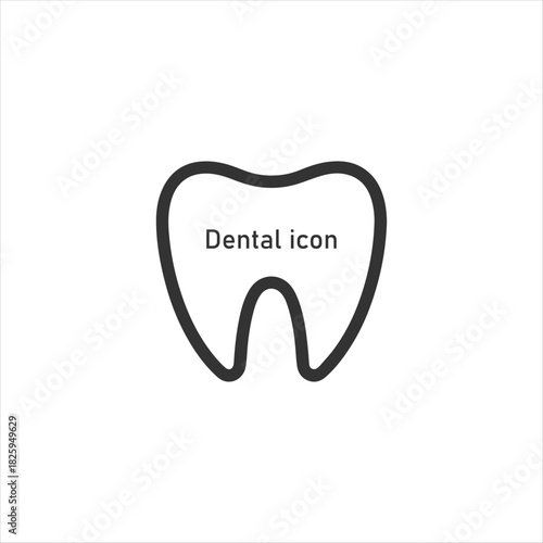 Simple black outline icon representing a human tooth for dental health, orthodontics, dentistry practice, and oral hygiene promotion.