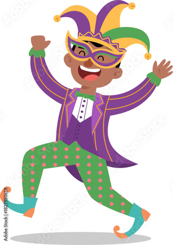 Illustration of Person in Mardi Gras Costume