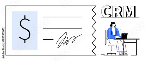 CRM concept. CRM tools facilitate financial management, improving client relationships and transaction tracking. CRM supports business growth and streamlined customer interaction. For finance