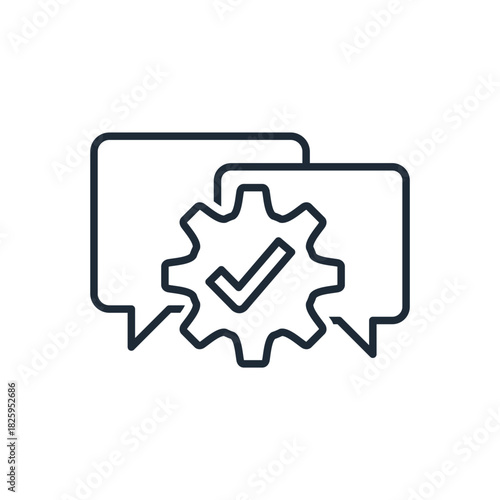 Constructive dialogue. A communication process aimed at mutual understanding and achieving a common result. Vector linear icon illustration isolated on white background.