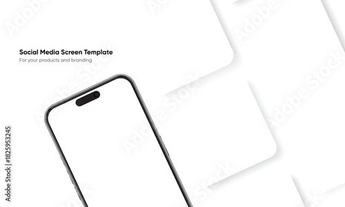 A social media screen template with a smartphone
