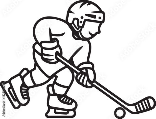 Hockey Player Line Drawing Continuous Line Ice Hockey Vector 