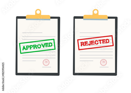 Approved and rejected document stock illustration.