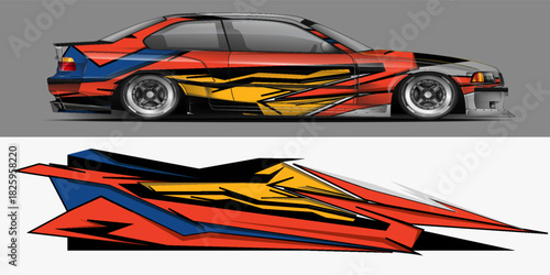 Sport car racing wrap design. vector design.