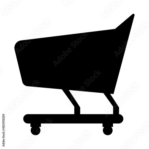 Shopping cart icon in simple black silhouette style, retail and e-commerce symbol useful for store interface and online purchase concepts