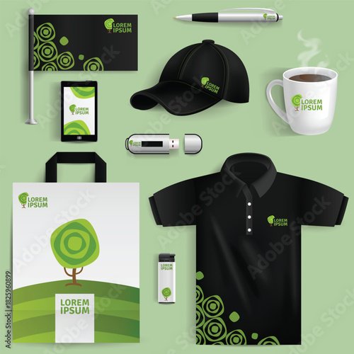 Green logo on promotional items