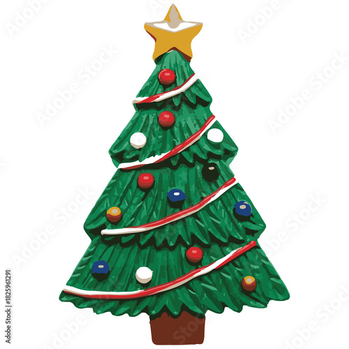 Christmas Tree Illustration with Decorative Ornaments