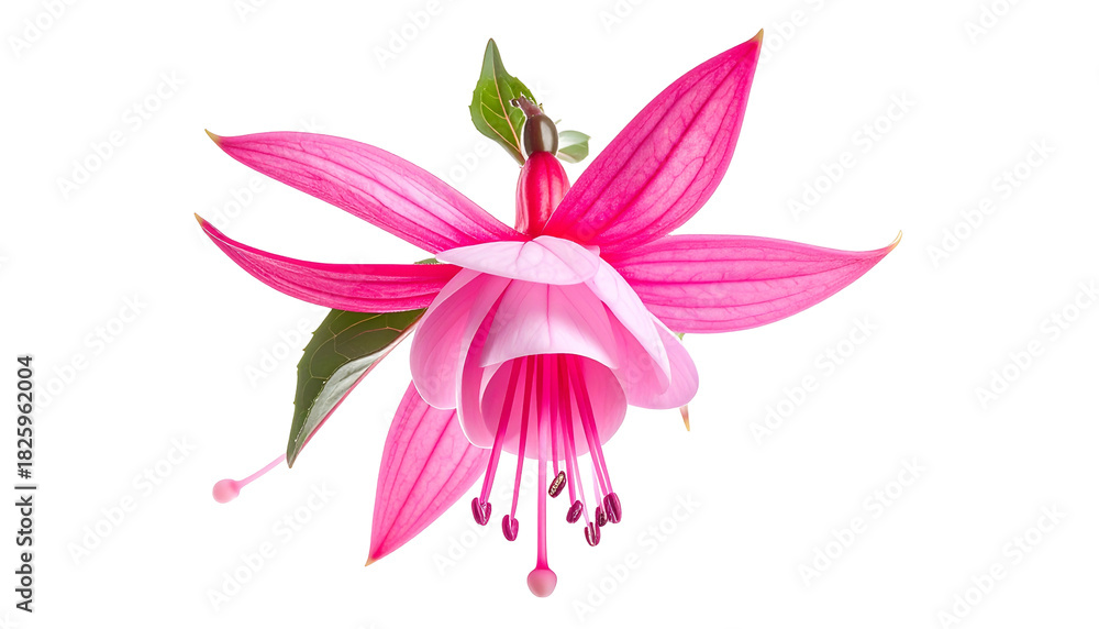 Fototapeta premium Close-up of a vibrant pink and white flower with delicate petals and long stamens