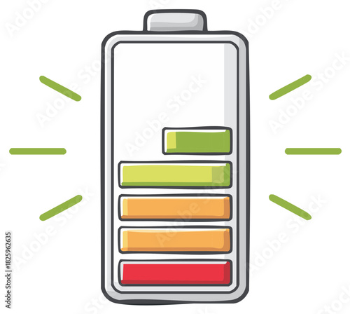Battery power indicator with multiple levels of charge