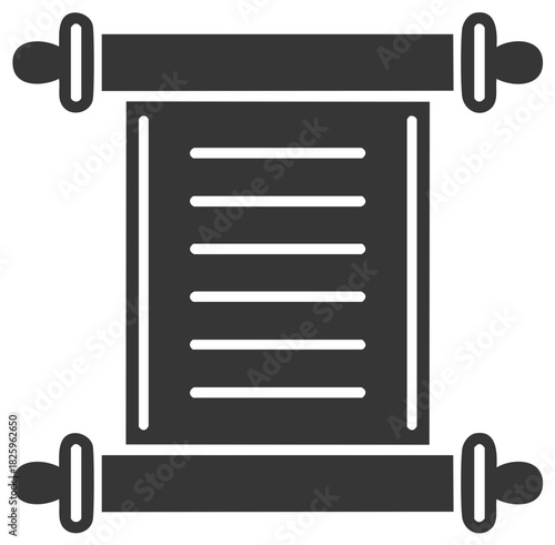 Ancient Scroll with Text and Decorative Rollers