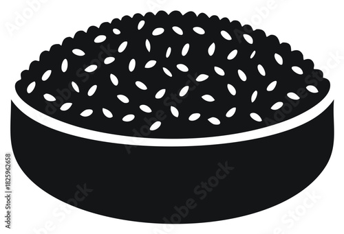 Rice Bowl Icon Simple Black and White Food Serving Graphic