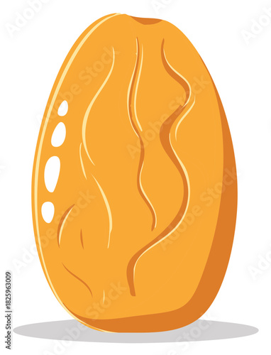 Depiction of an Almond with Light and Shadow Detailing its Texture and Shape for Commercial and Creative Use