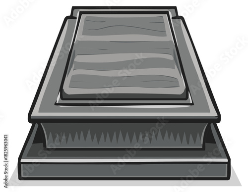 Ancient Gray Stone Sarcophagus Resting Place Tomb Illustration