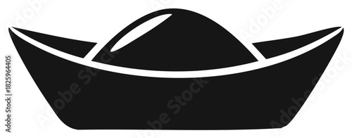 Simple Silhouette of a Folded Paper Boat on a White Background
