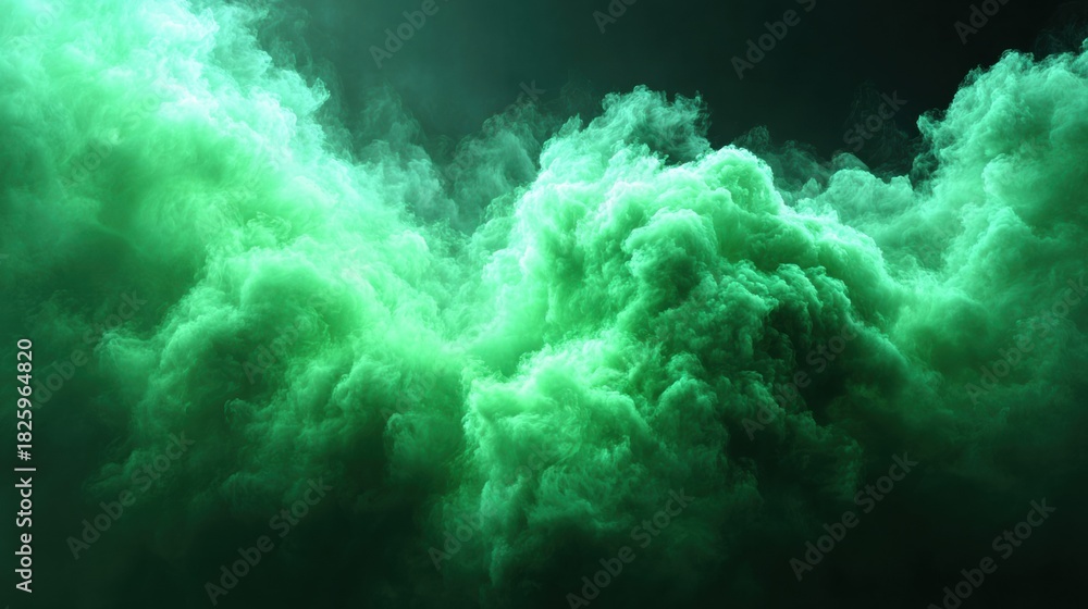Fototapeta premium Abstract green cloud formation against a dark background