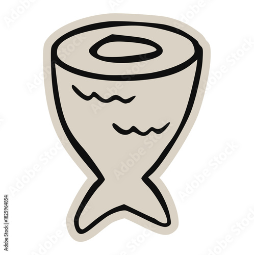 Fish tail minimal doodle icon: hand drawn vector sketch of mermaid or sea animal fin for ocean, fishing, water, marine, animal, mascot, seafood, nature, logo, simple, retro