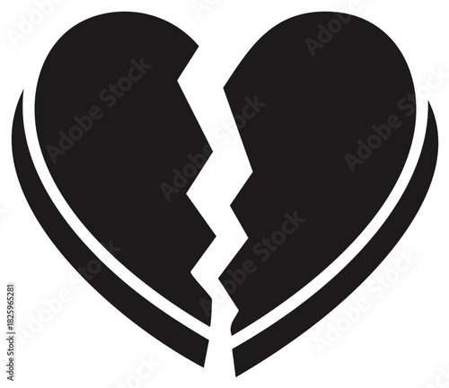 Broken Heart Icon Isolated, Vector Design, Relationship Failure, Divorce, Separation, Painful Feelings, End of Relationship, Loss