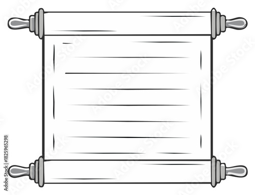Vector illustration of an ancient scroll with lines and decorative handles
