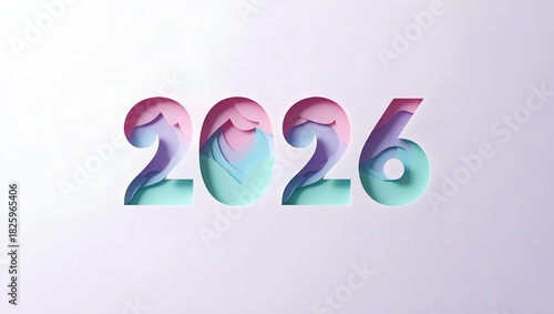 Vibrant 2026 year number with fluid wavy texture and soft pastel gradient colors, symbolizing new beginnings, future events, and modern design