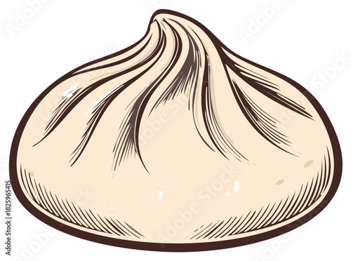 Delicious Dumpling Illustration: Steamed bun with savory filling, asian cuisine treat, flavorful cuisine