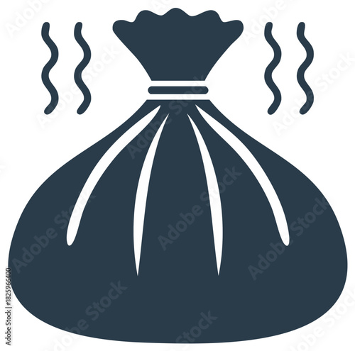 Steaming dumpling icon illustration. Abstract graphic of delicious Asian food in simple style.