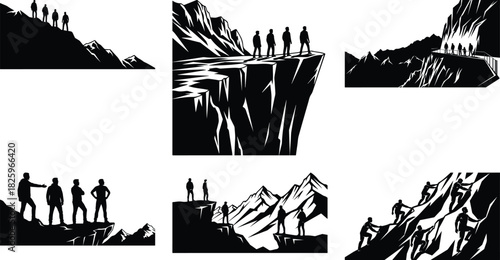 Mountain Adventure Hiking Silhouette