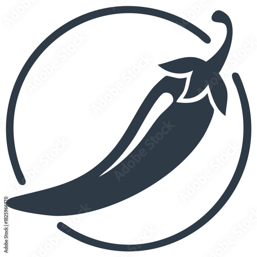 Simple hot chili pepper icon in a circle, a vector glyph for spicy food concepts
