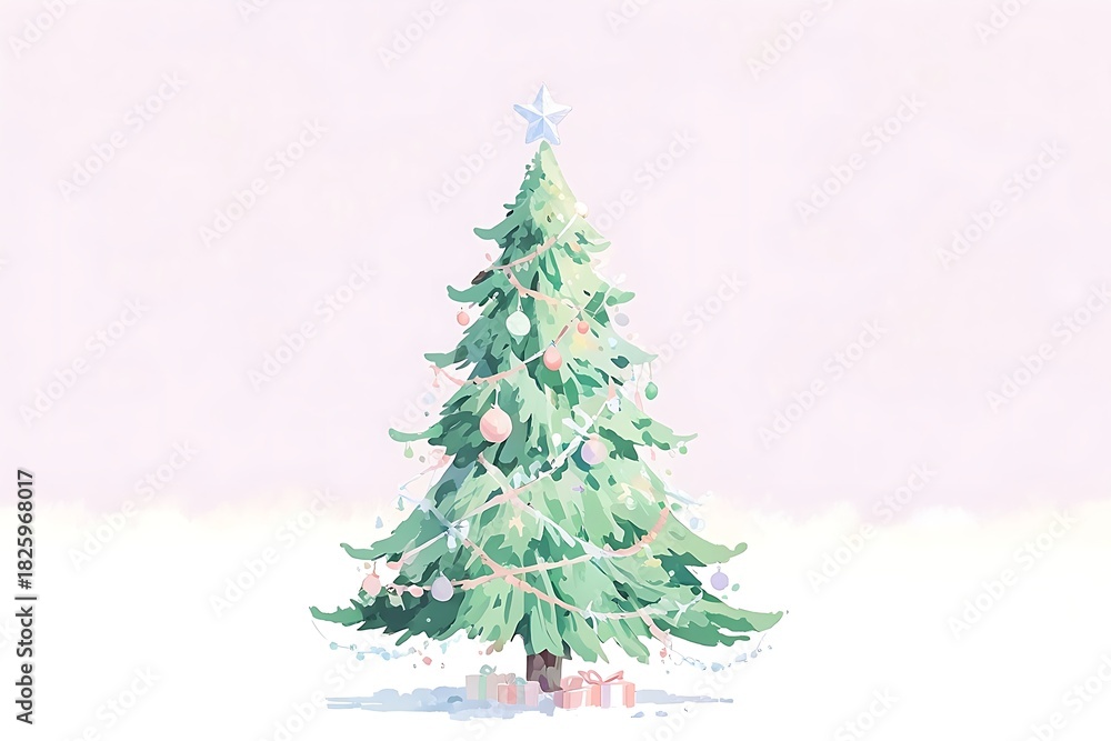 Fototapeta premium Dreamy Christmas Tree Holiday Magic Illustration Scene