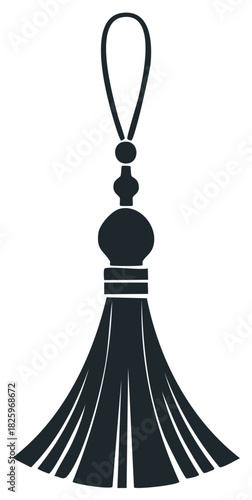 Classic decorative tassel with fringe and hanging loop vector icon