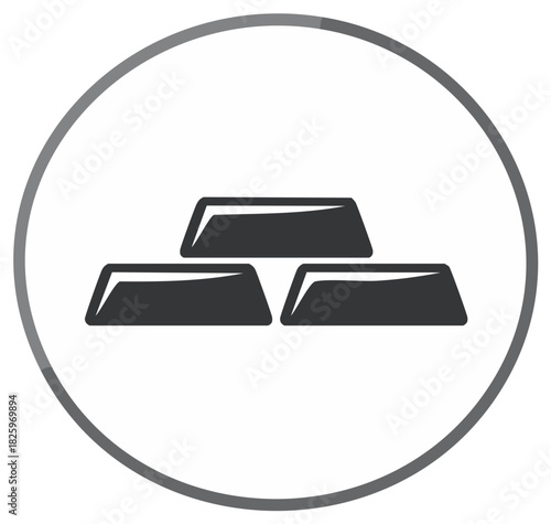 Minimalist vector illustration of gold bars in a circle; investment, wealth, and precious metals concept.