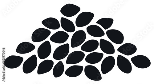 Abstract arrangement of black oval shapes against a white background