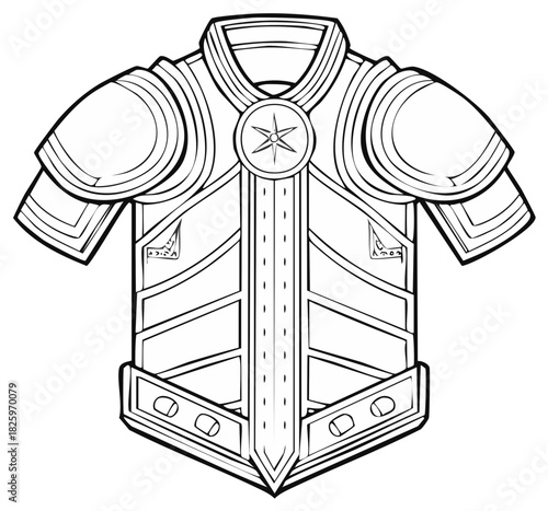 Detailed Medieval Chest Armor with Decorative Emblem and Shoulder Plates