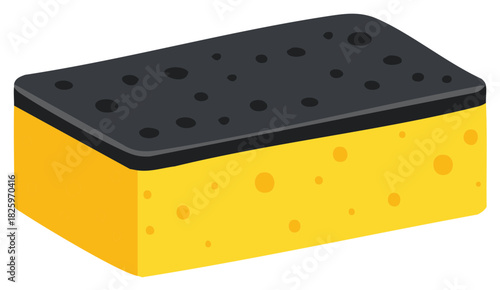 Cleaning sponge illustration in vector format with black and yellow colors.