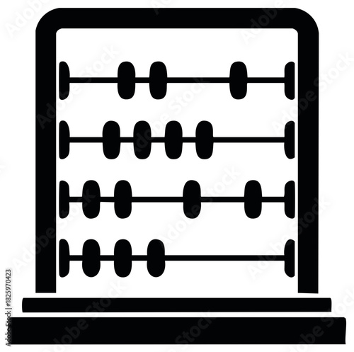 Black and white graphic illustration of an abacus for accounting and math education