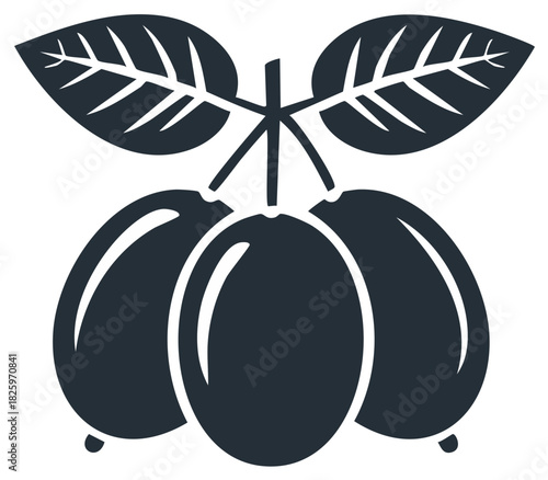Simple Branch of Plums with Leaves Illustration Vector Image for Seasonal Decorations and Designs
