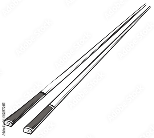 Pair of simple, cartoon chopsticks illustration