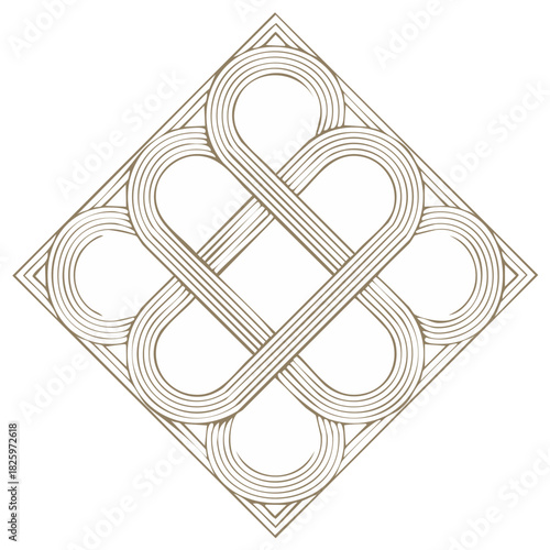 Celtic Knot Inspired Design Element Square Shape Linear Pattern Ornate Graphic