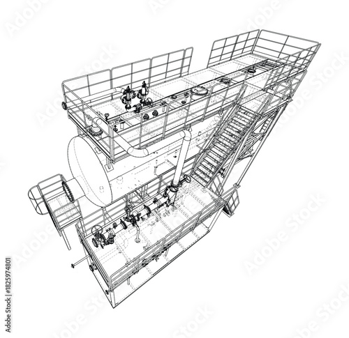 Industrial Structure Blueprint. Vector