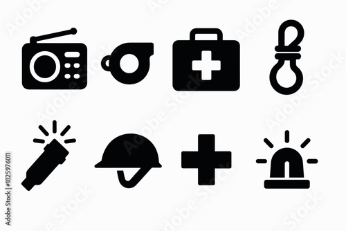 Essential emergency icons collection for safety and preparedness