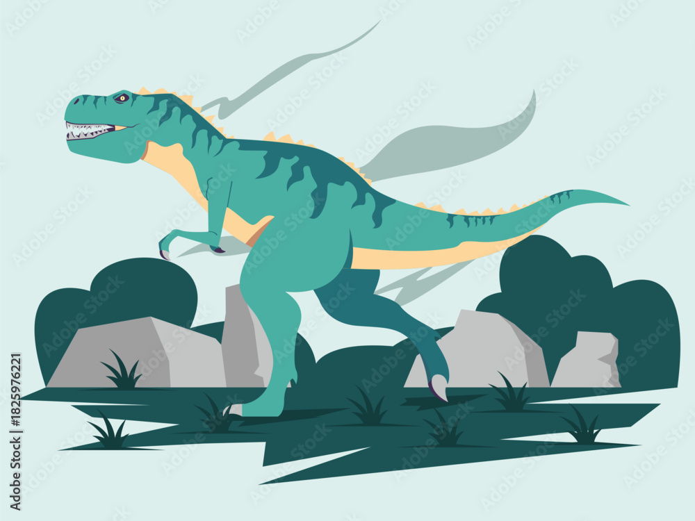 Fototapeta premium Angry Tyrannosaurus Rex Dinosaurs Illustration