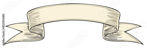 Engraved Banner, Ribbon, Scroll, Retro Vector Illustration