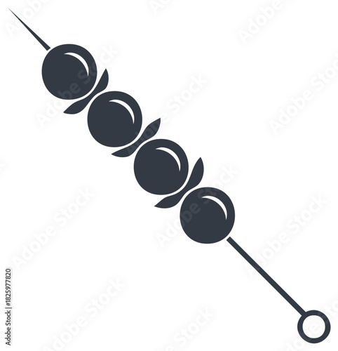 Dark Icon of Food on a Skewer with Spherical Ingredients
