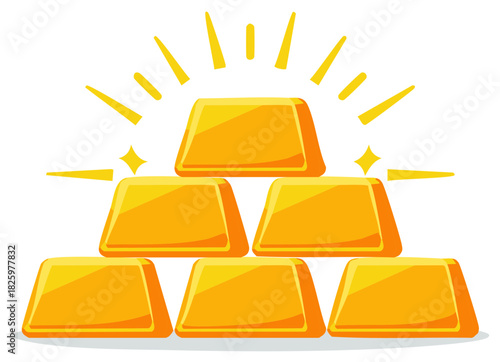 Stack of Shiny Golden Bars with Radiating Highlights Symbolizing Wealth and Investment