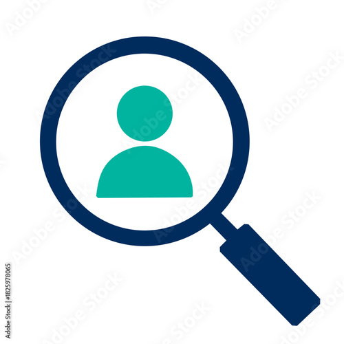 Person search icon with magnifying glass 