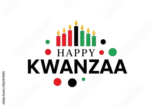 Happy kwanzaa celebration with candles, isolated