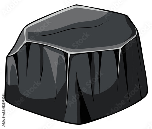 A single large grey boulder with a flat top and angular faceted sides vector art illustration